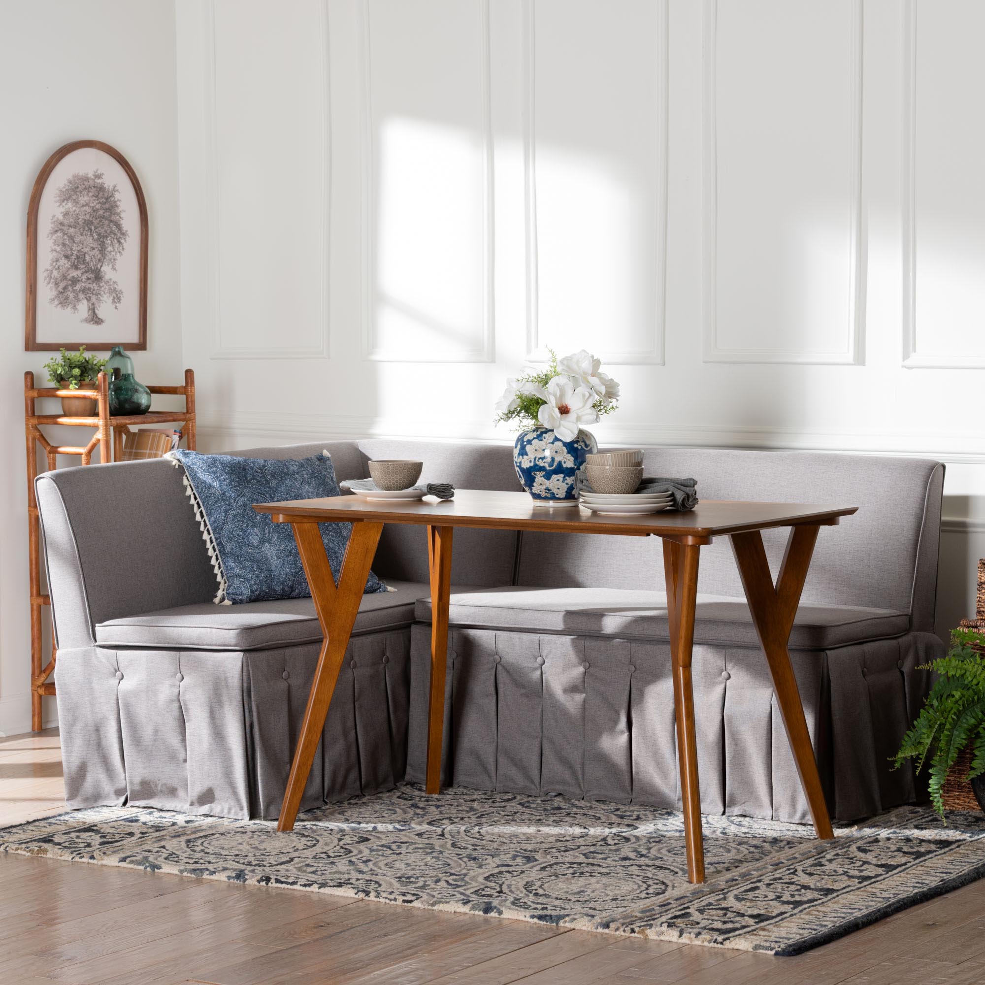Reginald 3-Piece Fabric Upholstered Dining Nook Set