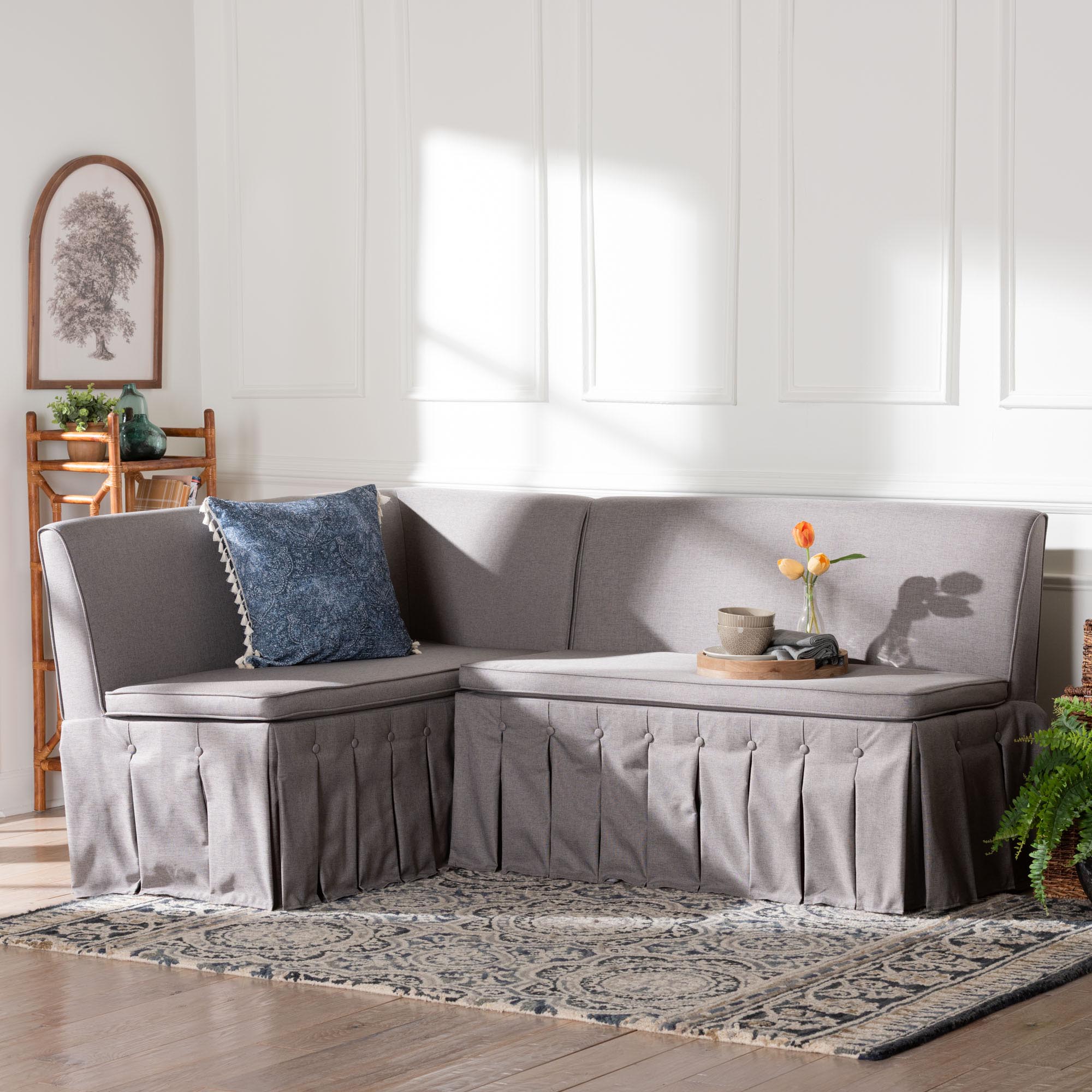 Meyer 2-Piece Fabric Upholstered Dining Nook Bench Set