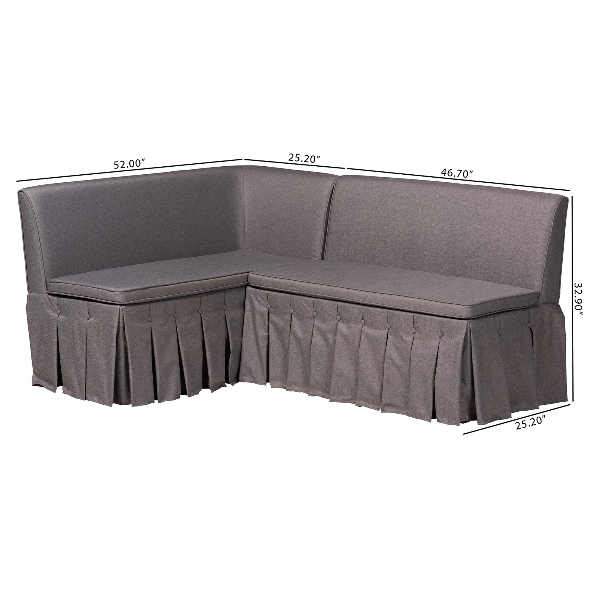 Meyer 2-Piece Fabric Upholstered Dining Nook Bench Set