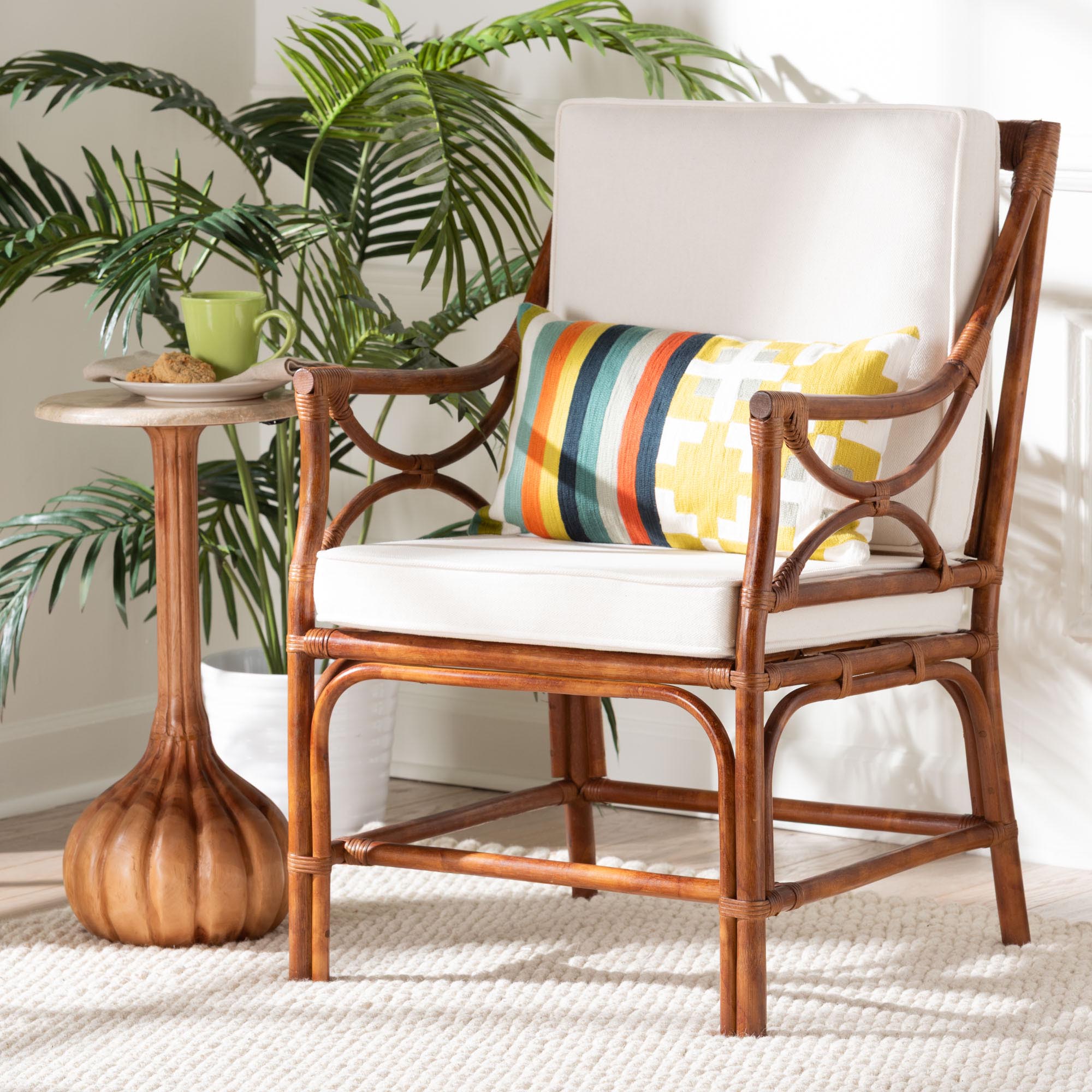 Bali & Pari Cleantha Marbled Tortoise Rattan Armchair