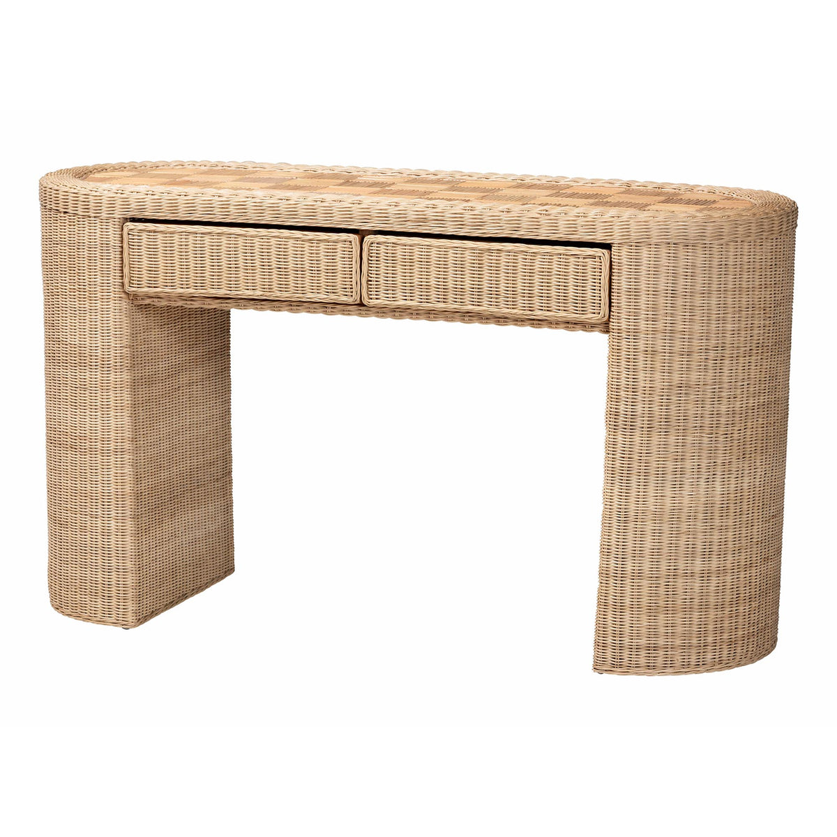 Bali & Pari Mimi Rattan Checkered Console Table
