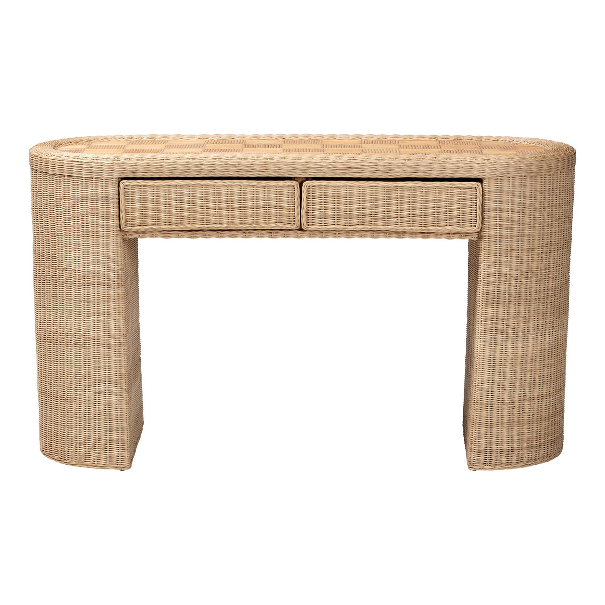 Bali & Pari Mimi Rattan Checkered Console Table