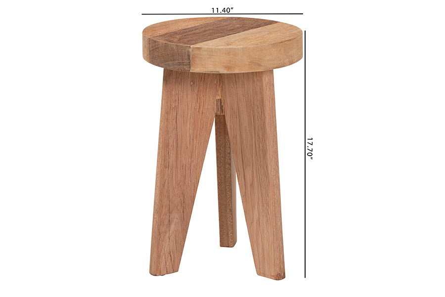 Bali & Pari Sayen Acacia Wood Multipurpose Accent Stool Sculptural End Table