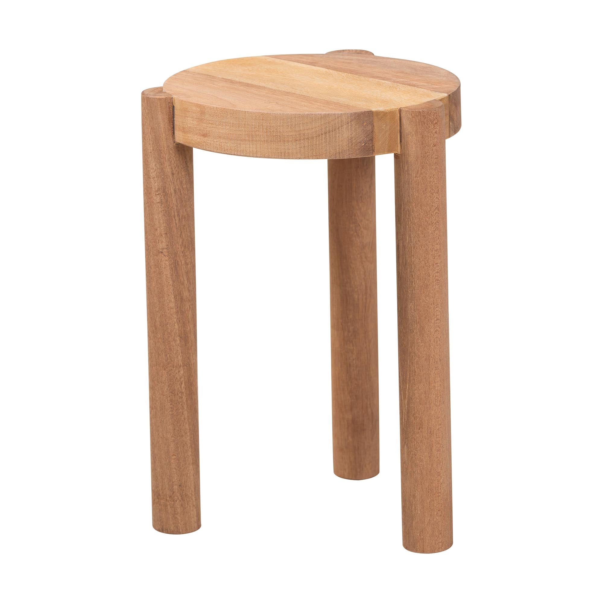 Bali & Pari Shadi Acacia Wood Multipurpose Accent Stool Sculptural End Table