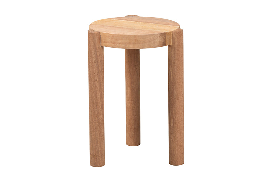 Bali & Pari Shadi Acacia Wood Multipurpose Accent Stool Sculptural End Table