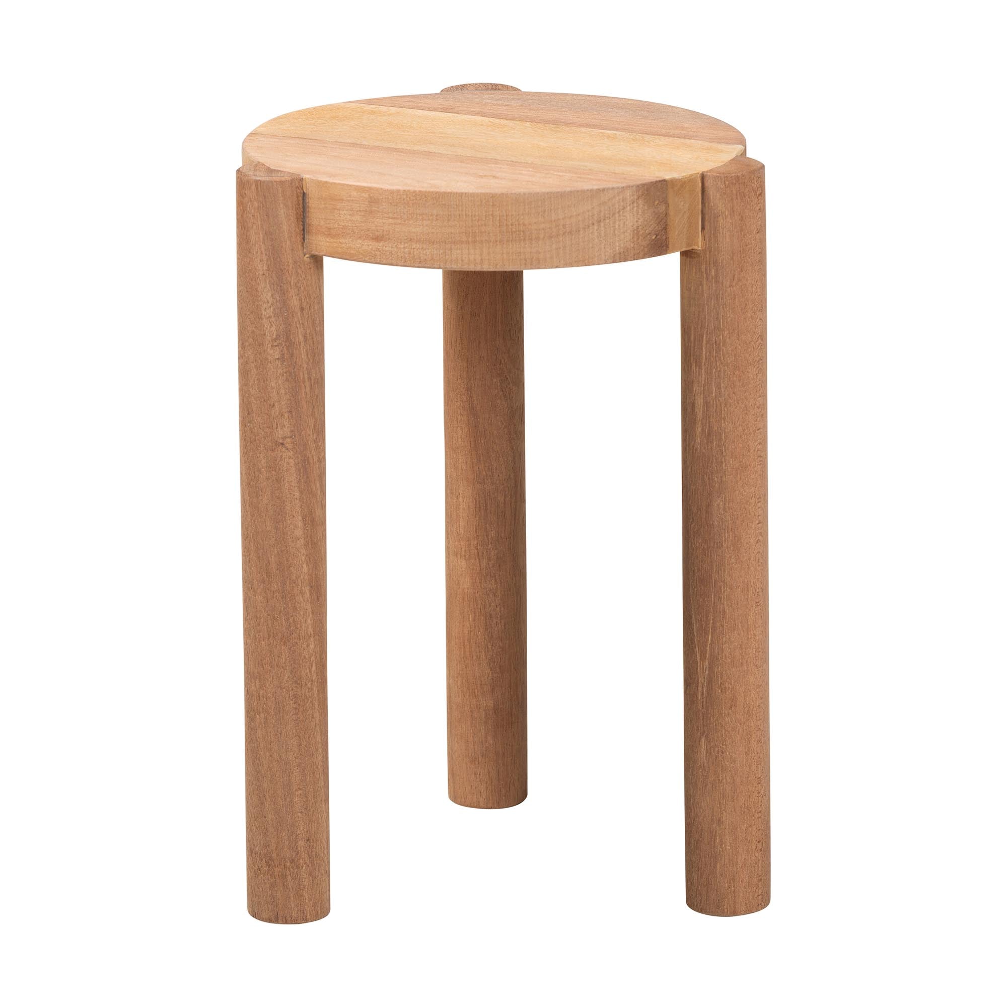 Bali & Pari Shadi Acacia Wood Multipurpose Accent Stool Sculptural End Table
