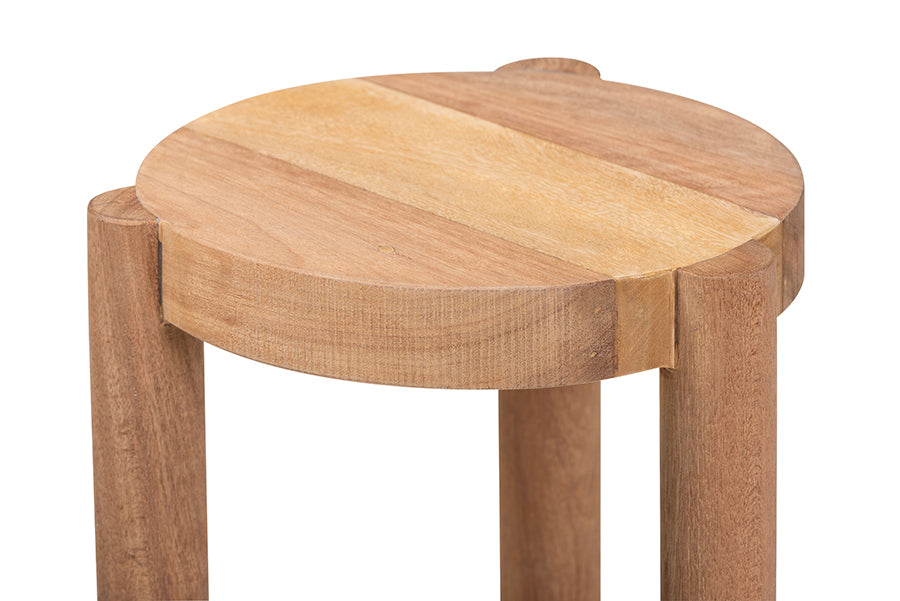 Bali & Pari Shadi Acacia Wood Multipurpose Accent Stool Sculptural End Table
