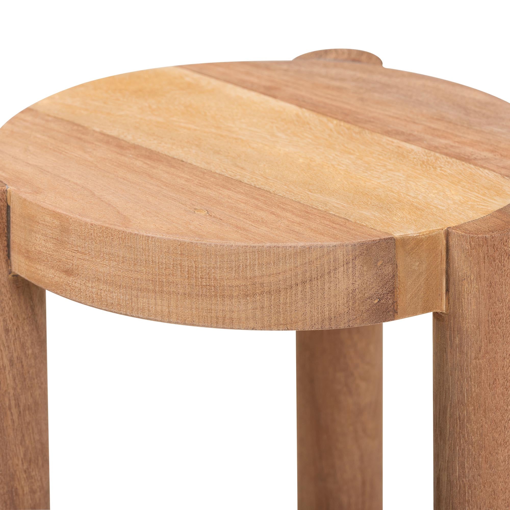 Bali & Pari Shadi Acacia Wood Multipurpose Accent Stool Sculptural End Table