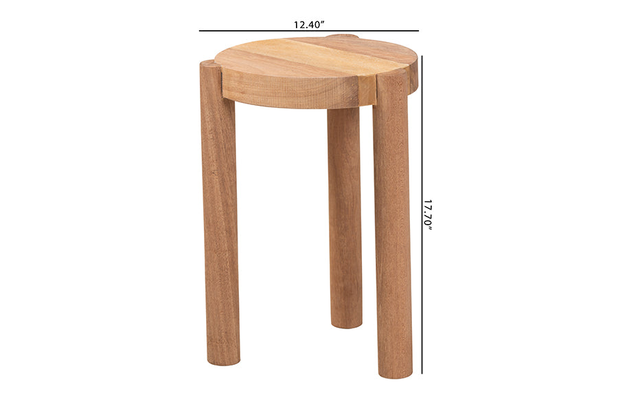 Bali & Pari Shadi Acacia Wood Multipurpose Accent Stool Sculptural End Table