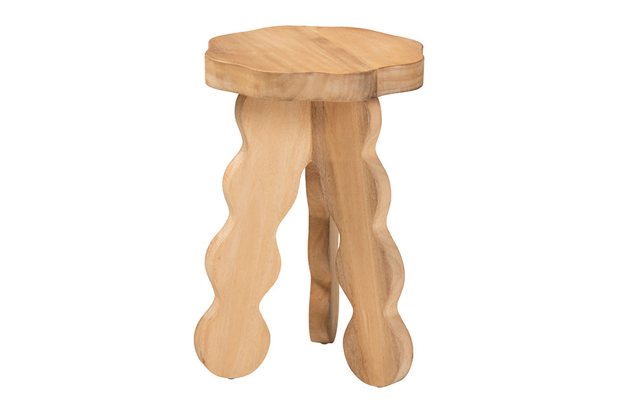 Bali & Pari Sino Acacia Wood Multipurpose Accent Stool Sculptural End Table