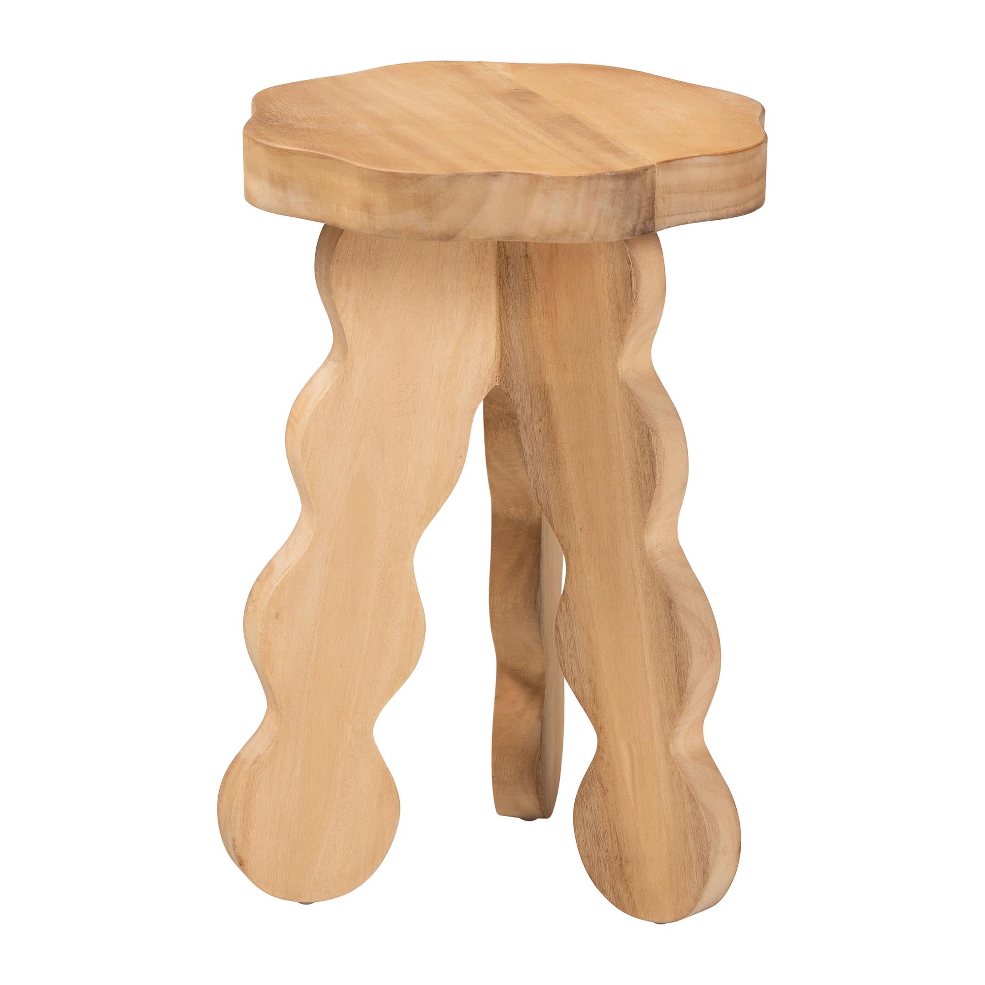 Bali & Pari Sino Acacia Wood Multipurpose Accent Stool Sculptural End Table