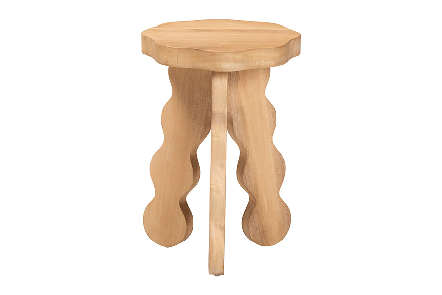 Bali & Pari Sino Acacia Wood Multipurpose Accent Stool Sculptural End Table