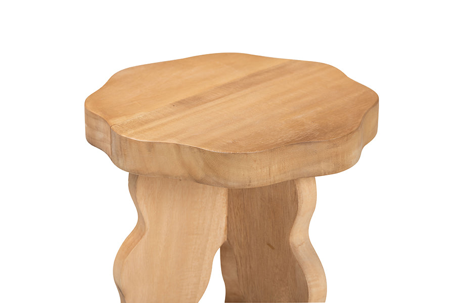 Bali & Pari Sino Acacia Wood Multipurpose Accent Stool Sculptural End Table