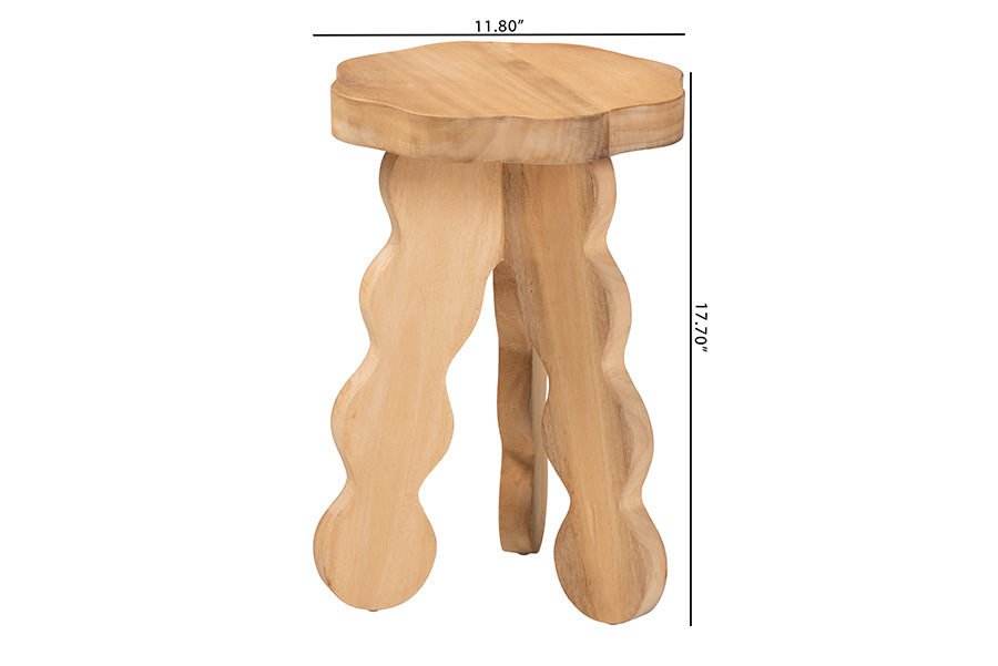 Bali & Pari Sino Acacia Wood Multipurpose Accent Stool Sculptural End Table