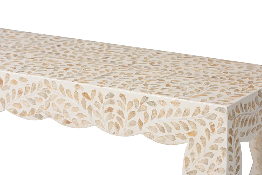 Bali & Pari Hedya Floral Capiz Shell Console Table