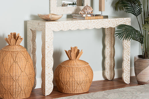 Bali & Pari Hedya Floral Capiz Shell Console Table