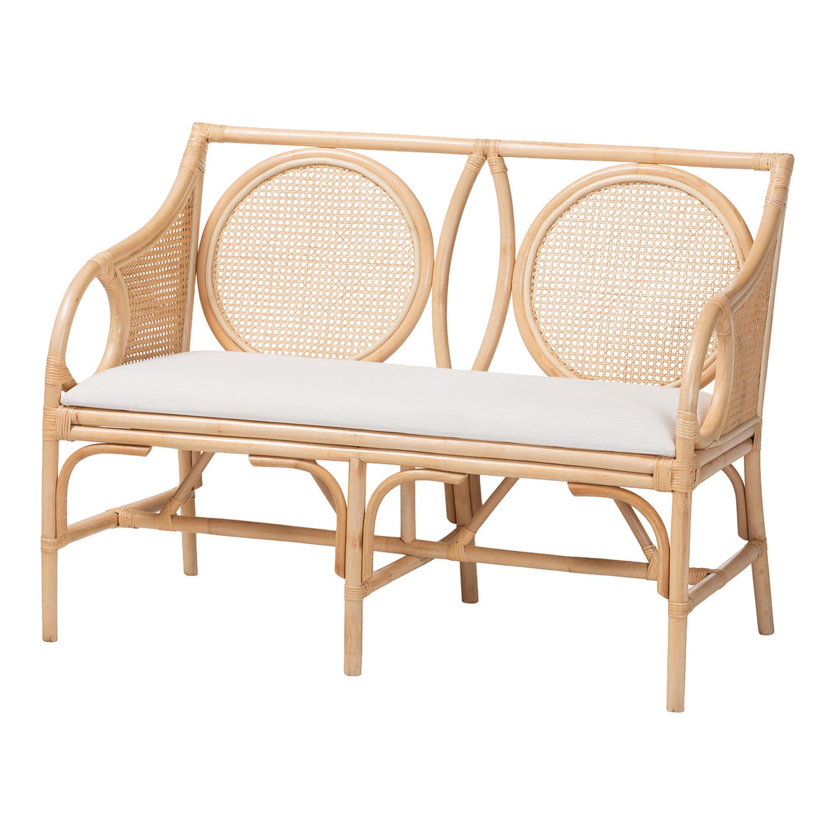 Bali & Pari Matt Rattan Loveseat with Cane Backrest