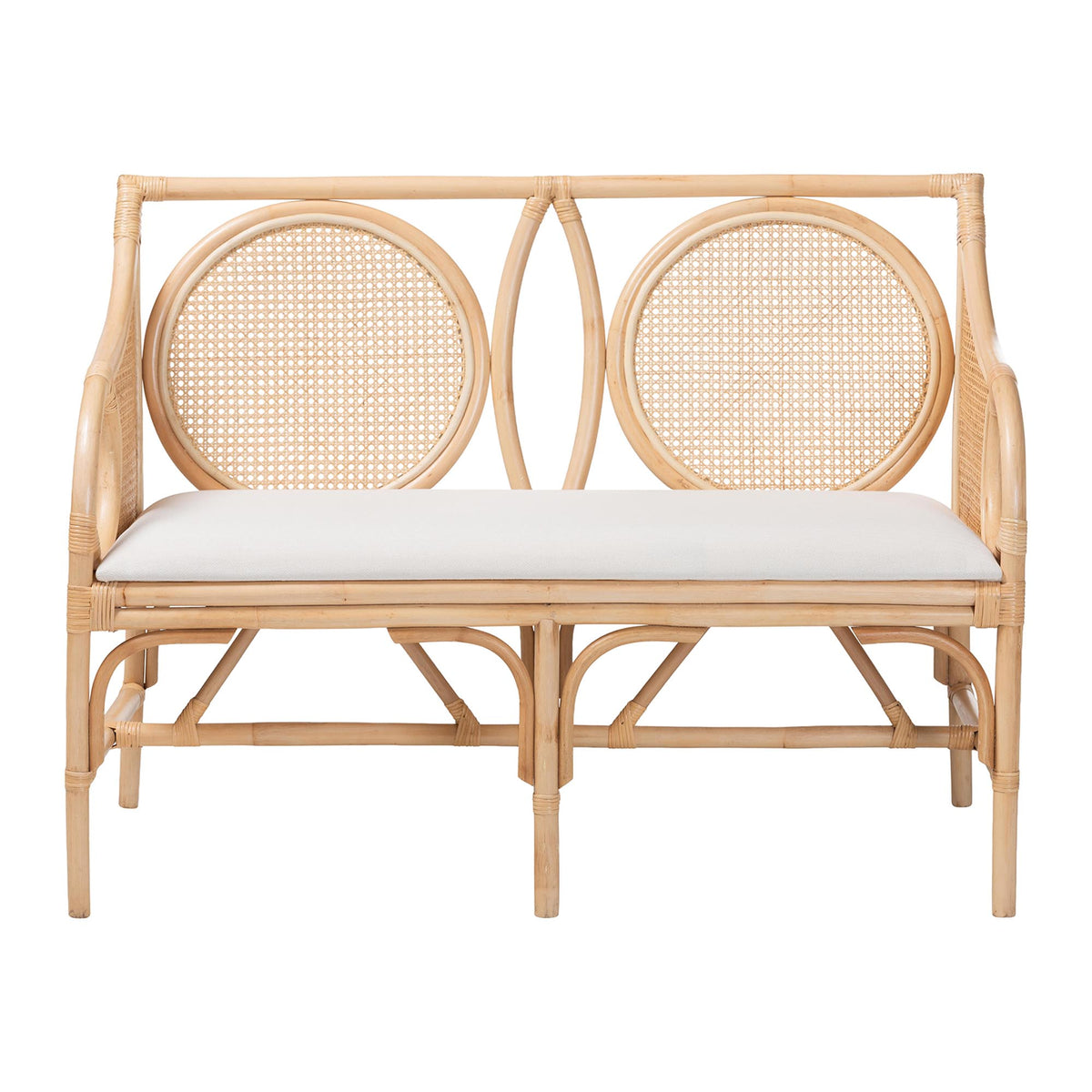 Bali & Pari Matt Rattan Loveseat with Cane Backrest