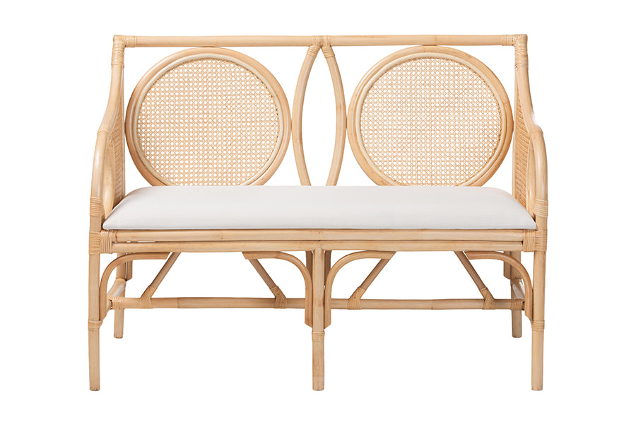 Bali & Pari Matt Rattan Loveseat with Cane Backrest