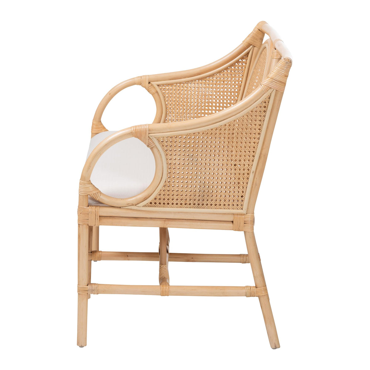 Bali & Pari Matt Rattan Loveseat with Cane Backrest