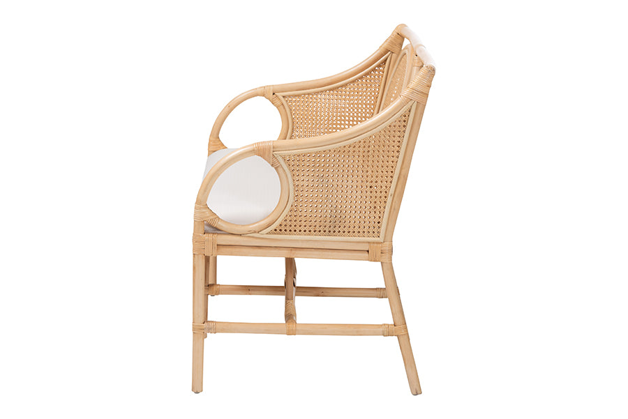 Bali & Pari Matt Rattan Loveseat with Cane Backrest