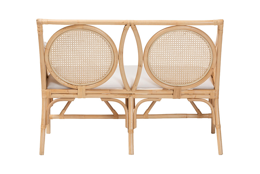 Bali & Pari Matt Rattan Loveseat with Cane Backrest