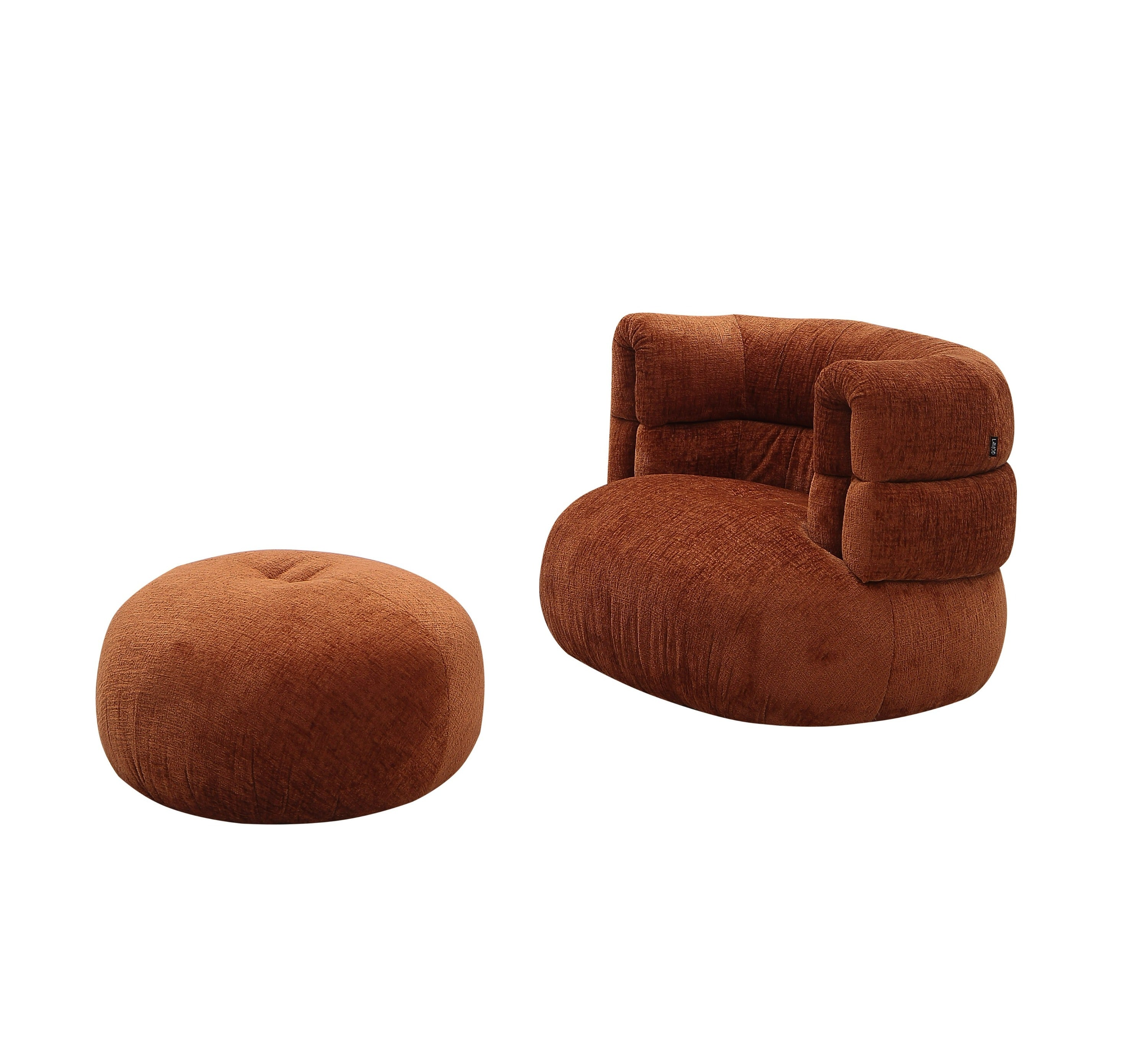 Divani Casa Shay - Modern Burnt Fabric Accent Chair + Ottoman-Accent Chair-VIG-Wall2Wall Furnishings