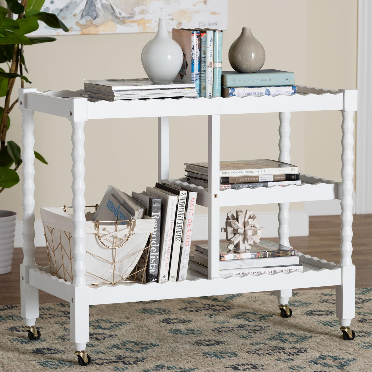 Seamus 3-Tier Book Cart with Bobbin Frame