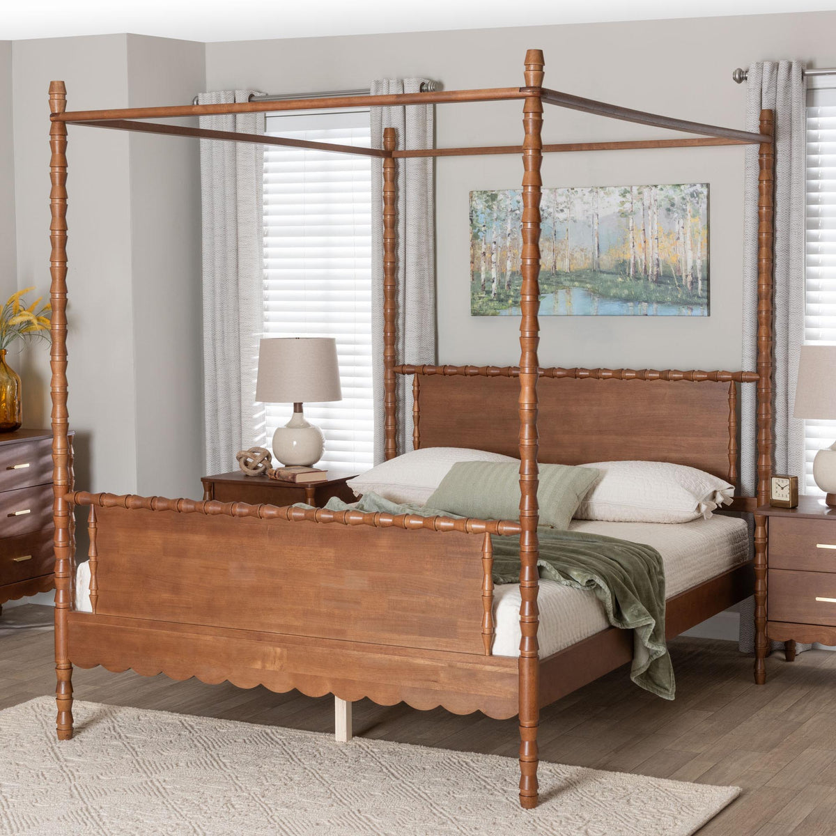 Danette Bobbin Wood Canopy Bed