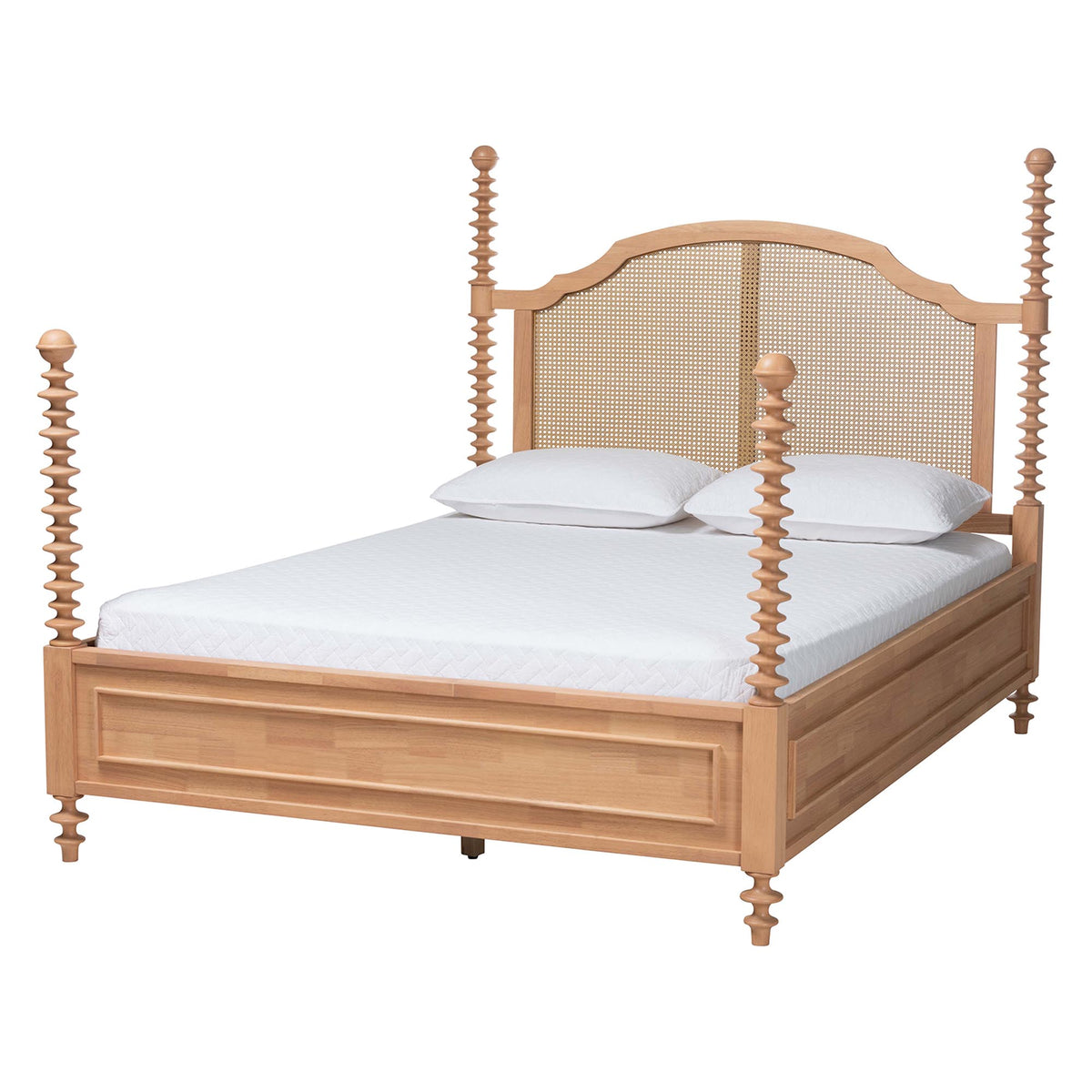 Neviah Four Poster Bed with Woven Rattan