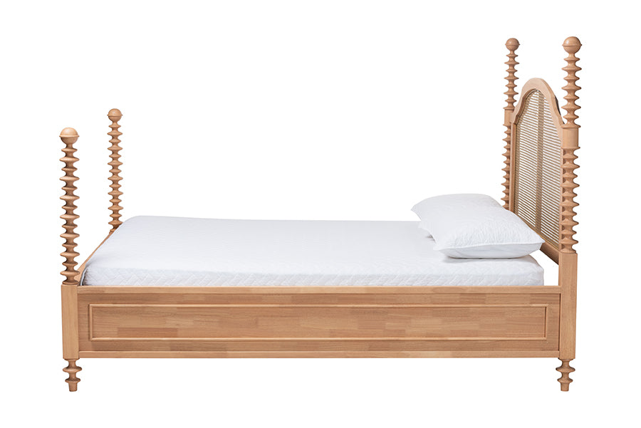 Neviah Four Poster Bed with Woven Rattan