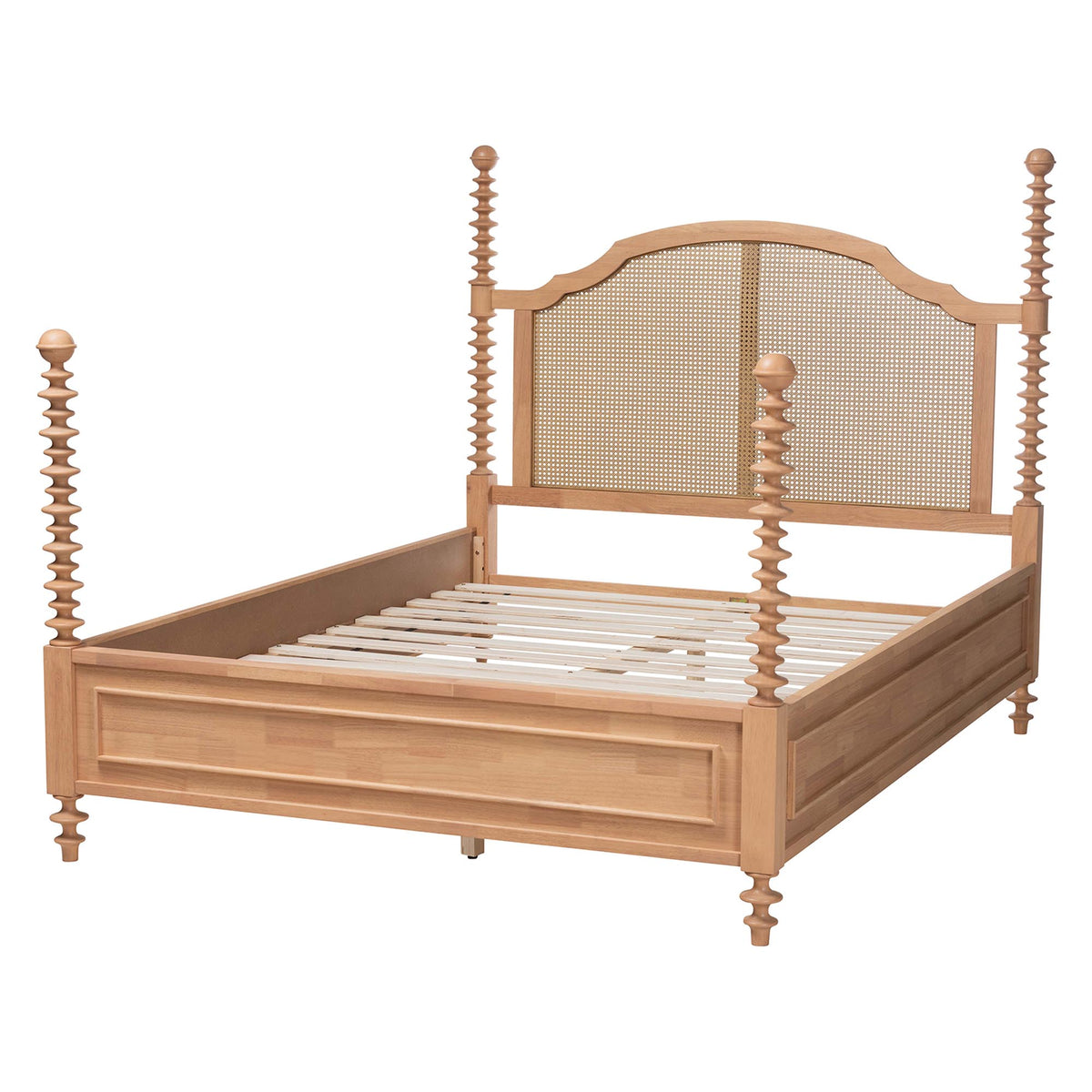 Neviah Four Poster Bed with Woven Rattan
