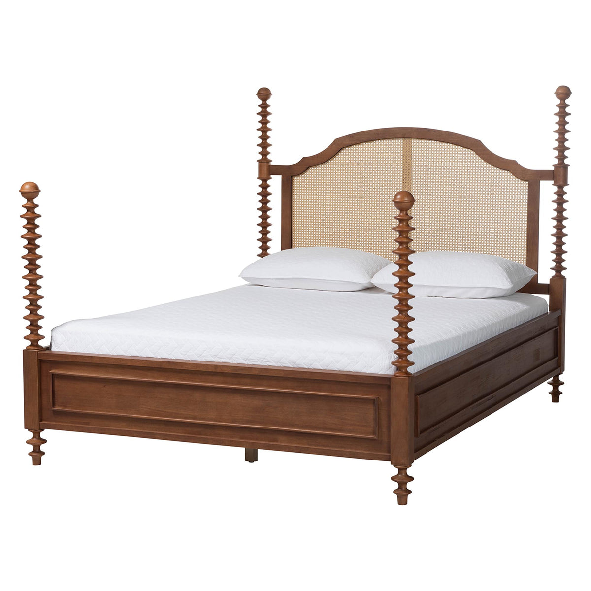 Neviah Four Poster Bed with Woven Rattan