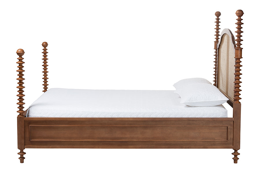 Neviah Four Poster Bed with Woven Rattan