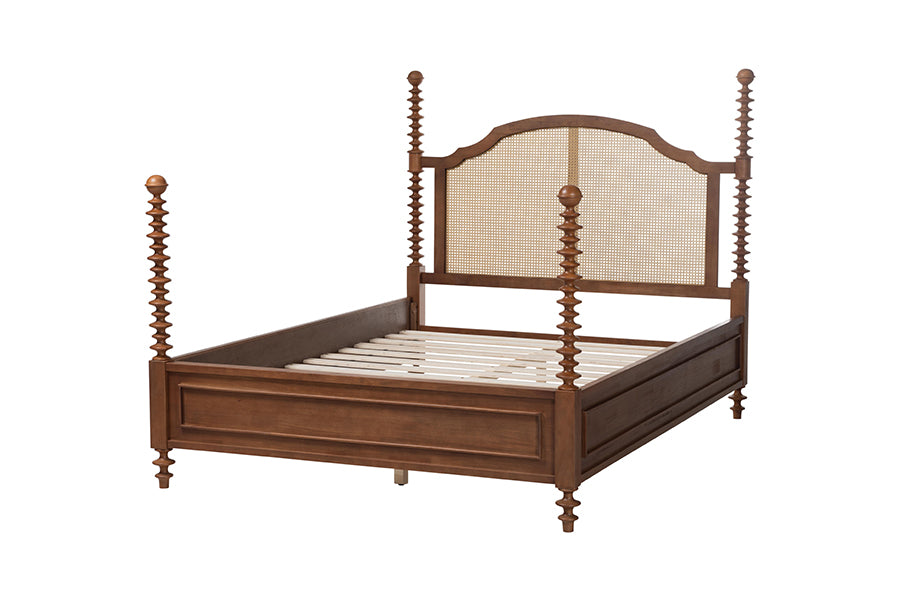 Neviah Four Poster Bed with Woven Rattan