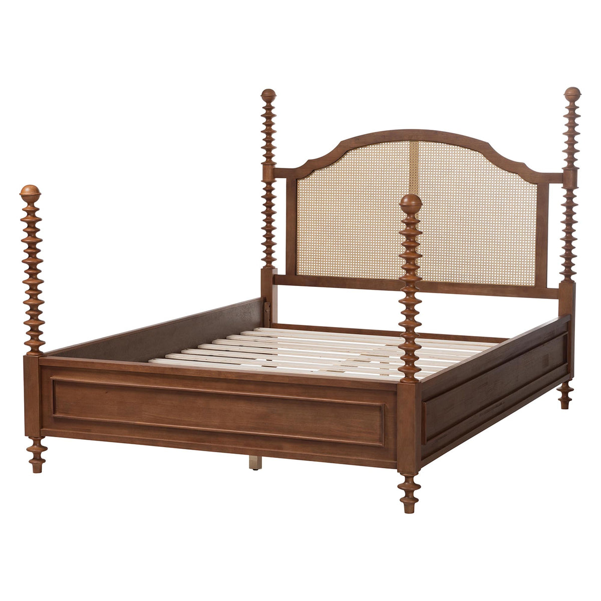 Neviah Four Poster Bed with Woven Rattan