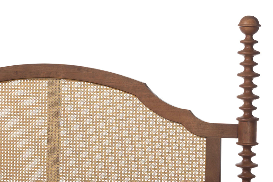 Neviah Four Poster Bed with Woven Rattan