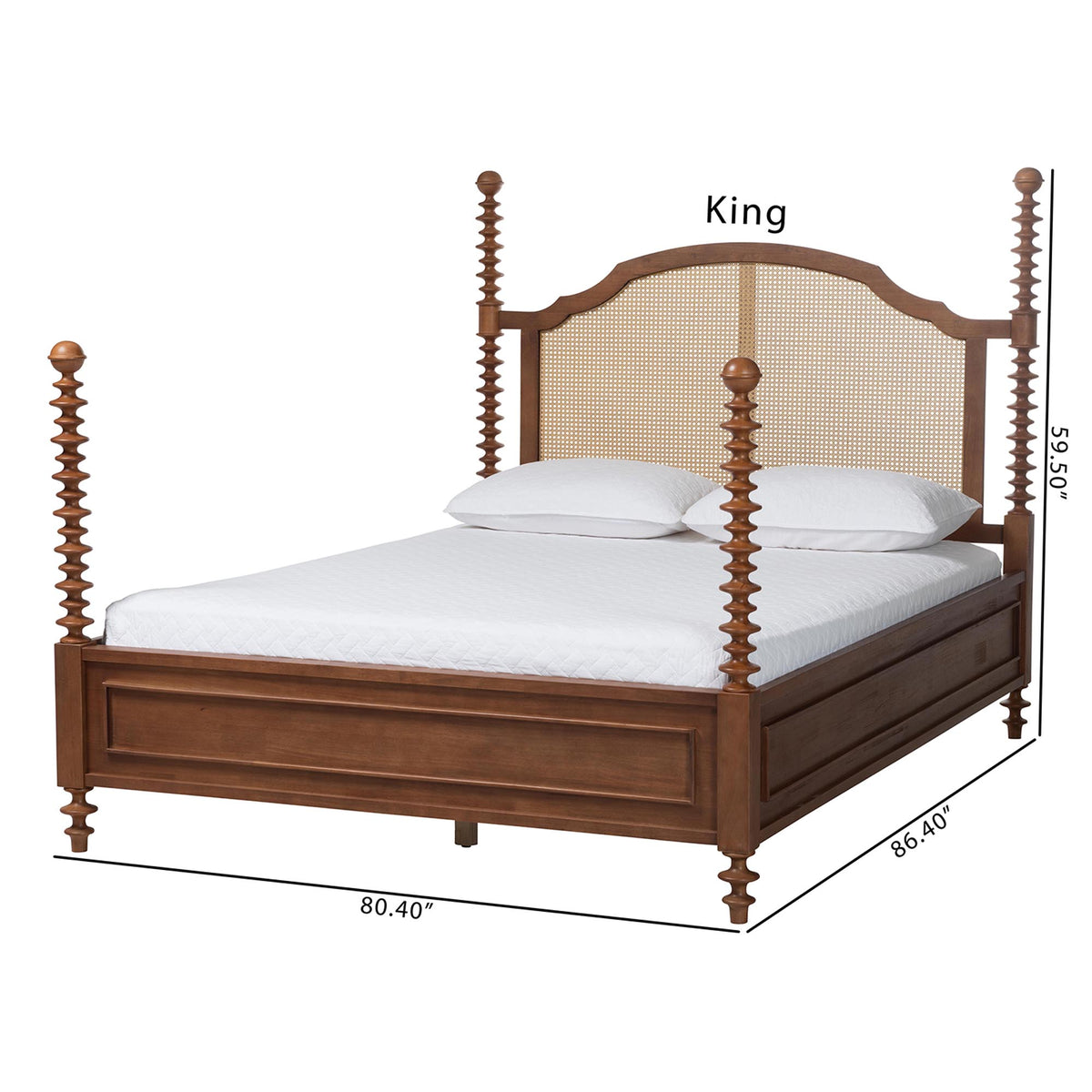 Neviah Four Poster Bed with Woven Rattan