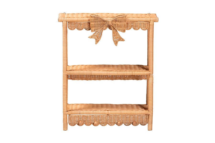 Bali & Pari Creusa Rattan 2-Tier Wall Shelf