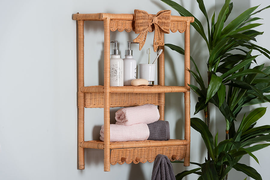 Bali & Pari Creusa Rattan 2-Tier Wall Shelf