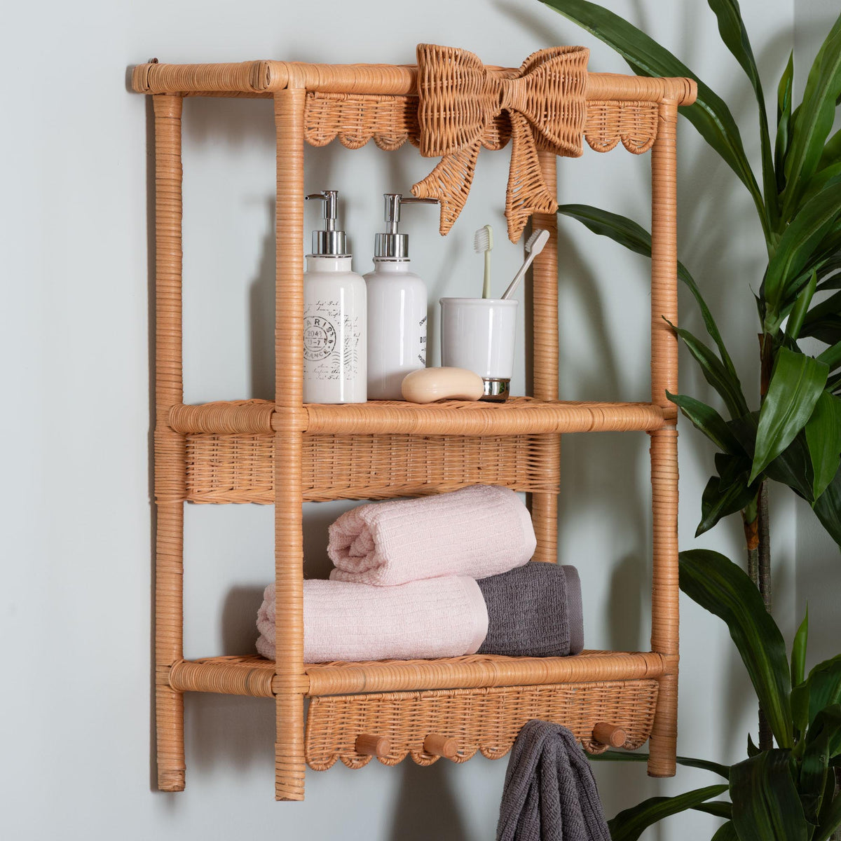 Bali & Pari Creusa Rattan 2-Tier Wall Shelf