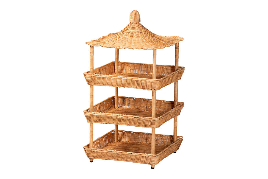 Bali & Pari Asante Rattan 3-Tier Display Shelf