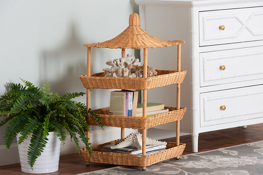 Bali & Pari Asante Rattan 3-Tier Display Shelf