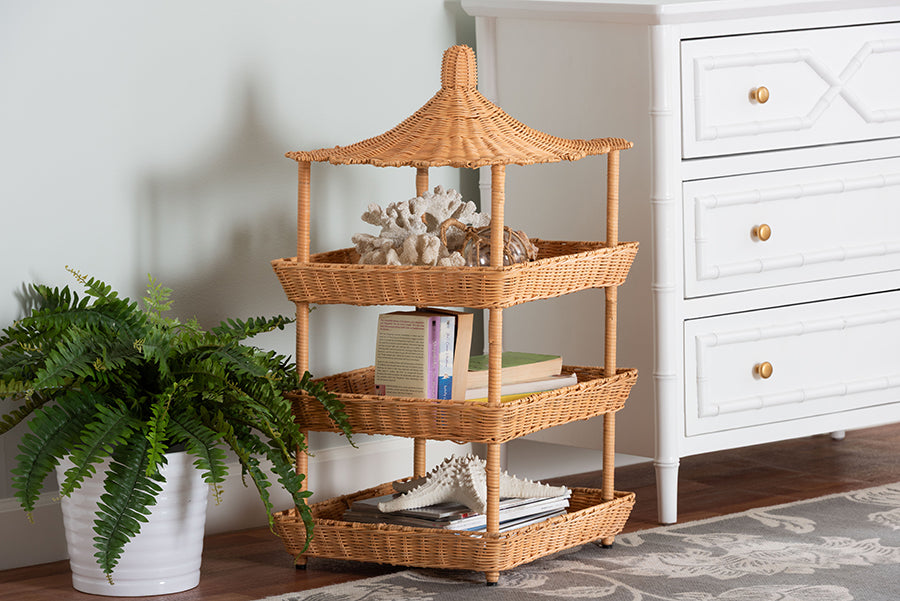 Bali & Pari Asante Rattan 3-Tier Display Shelf