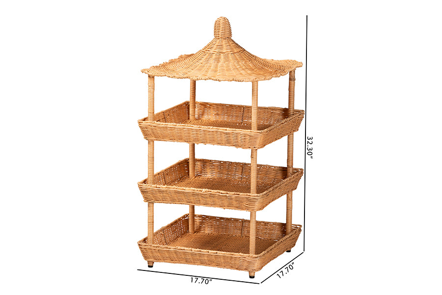 Bali & Pari Asante Rattan 3-Tier Display Shelf