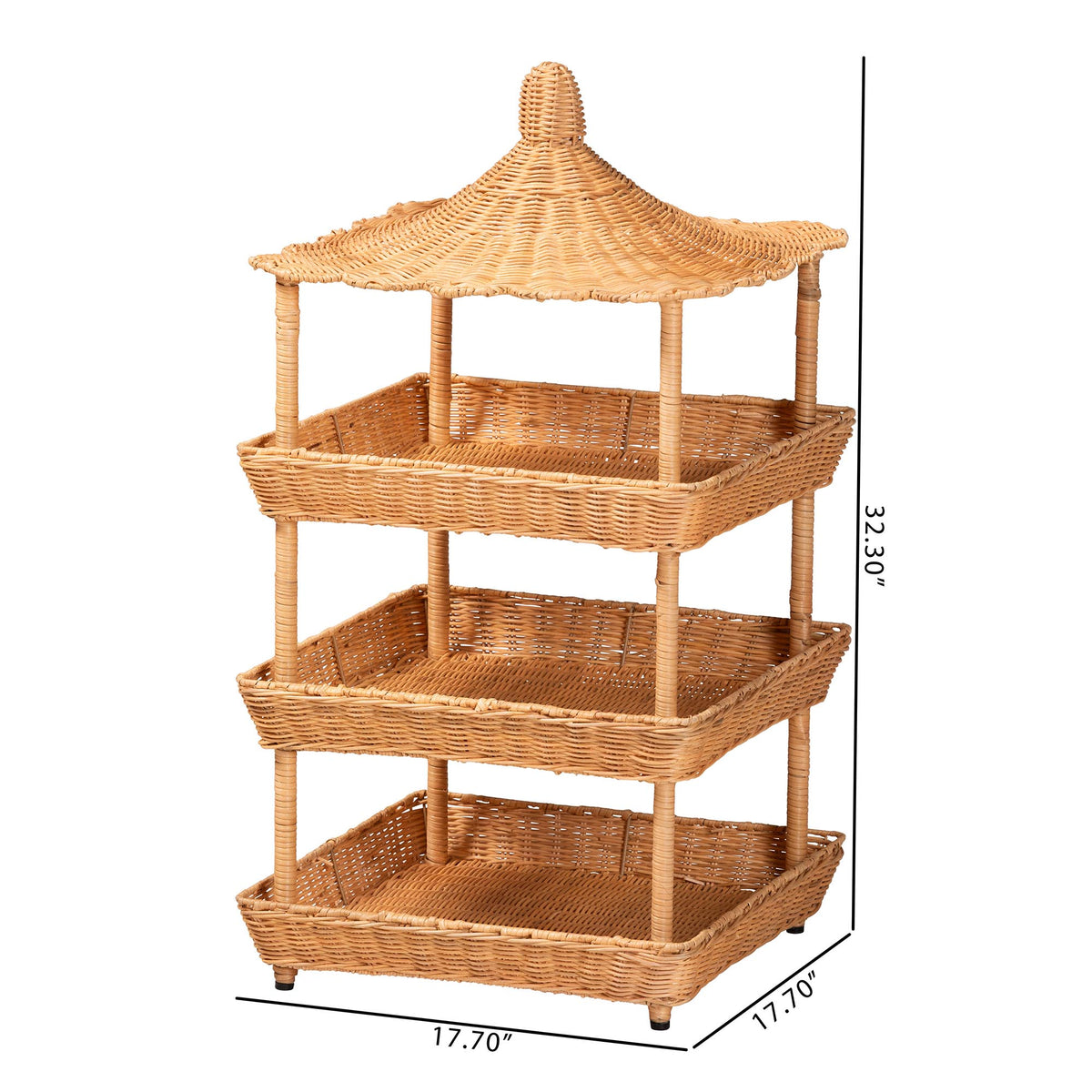 Bali & Pari Asante Rattan 3-Tier Display Shelf