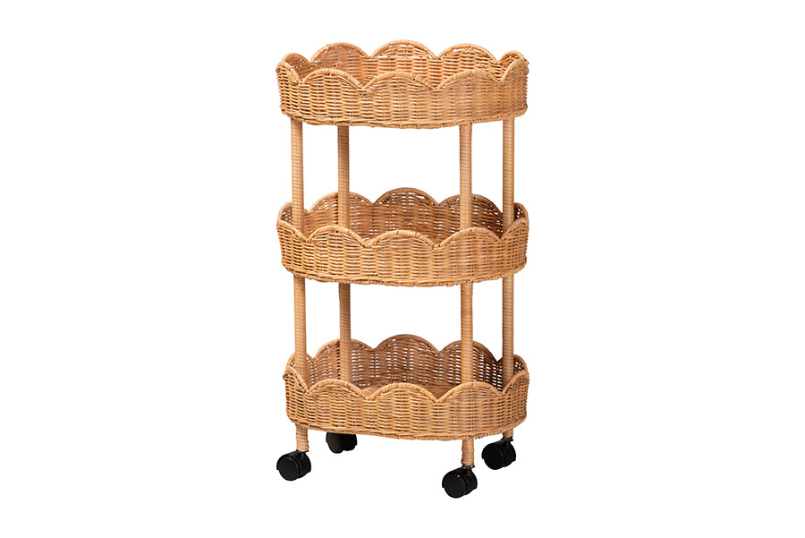 Bali & Pari Bulana Rattan 3-Tier Rolling Storage Cart