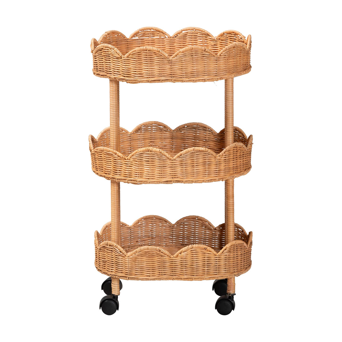 Bali & Pari Bulana Rattan 3-Tier Rolling Storage Cart
