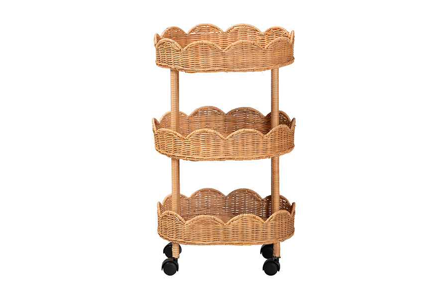Bali & Pari Bulana Rattan 3-Tier Rolling Storage Cart
