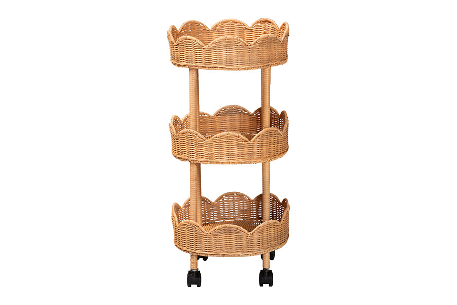 Bali & Pari Bulana Rattan 3-Tier Rolling Storage Cart